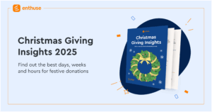 festive background with christmas giving insights report in the foreground